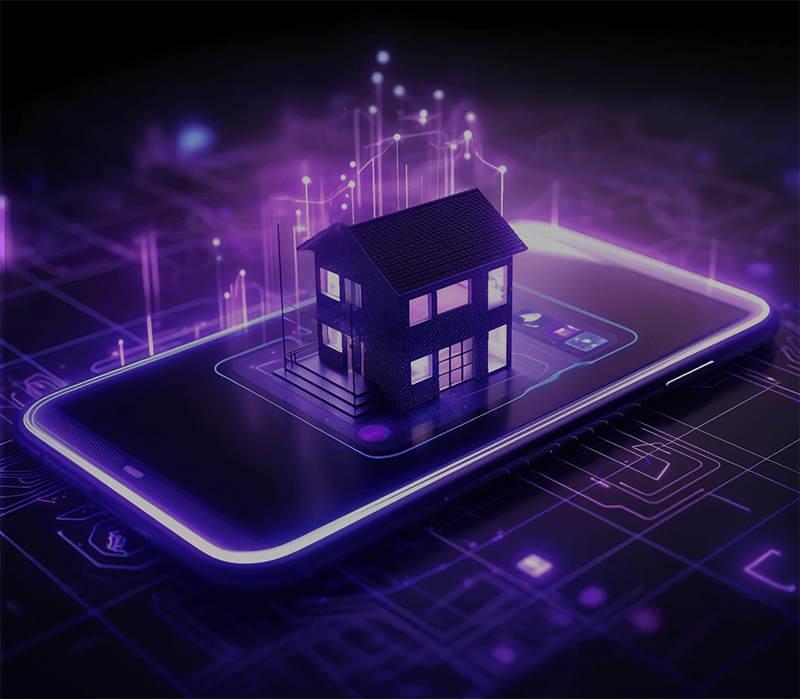 a house appears from a smartphone screen