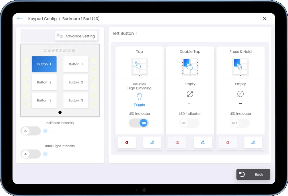 screenshot from keypad configuration interface