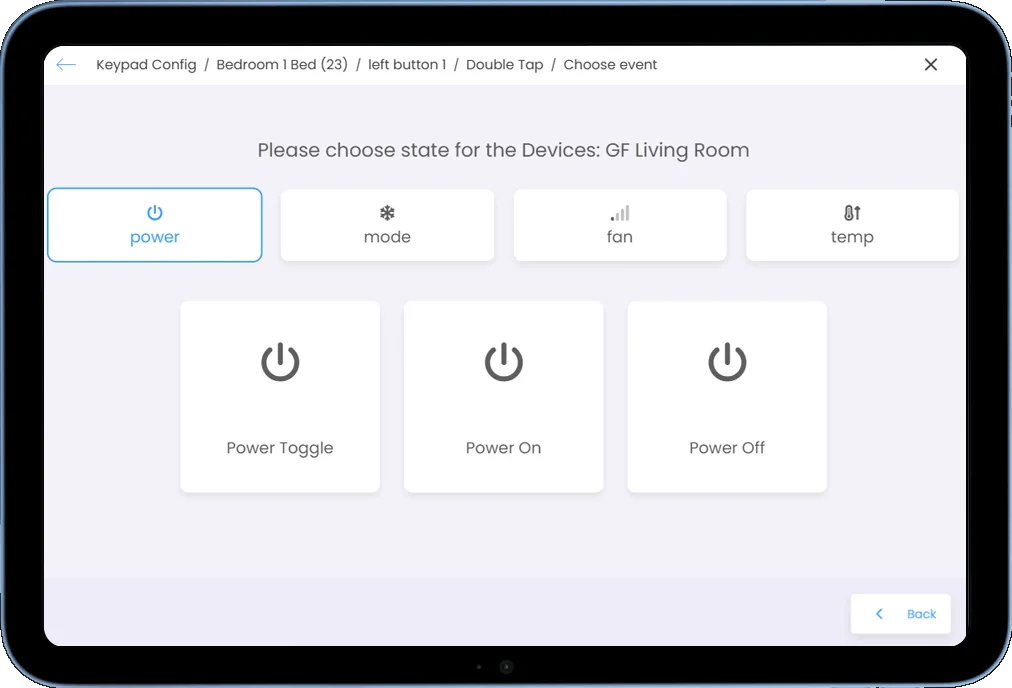 screenshot from keypad configuration interface