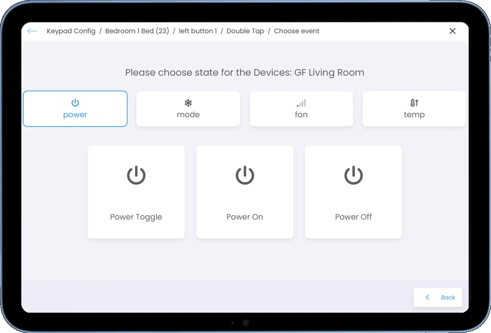 screenshot from keypad configuration interface