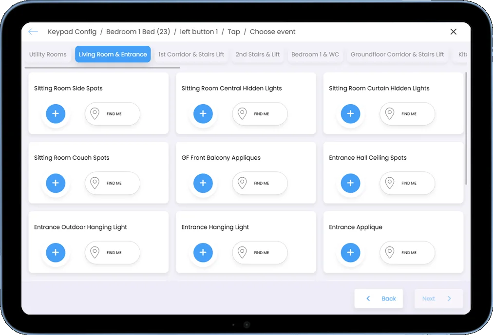 screenshot from keypad configuration interface