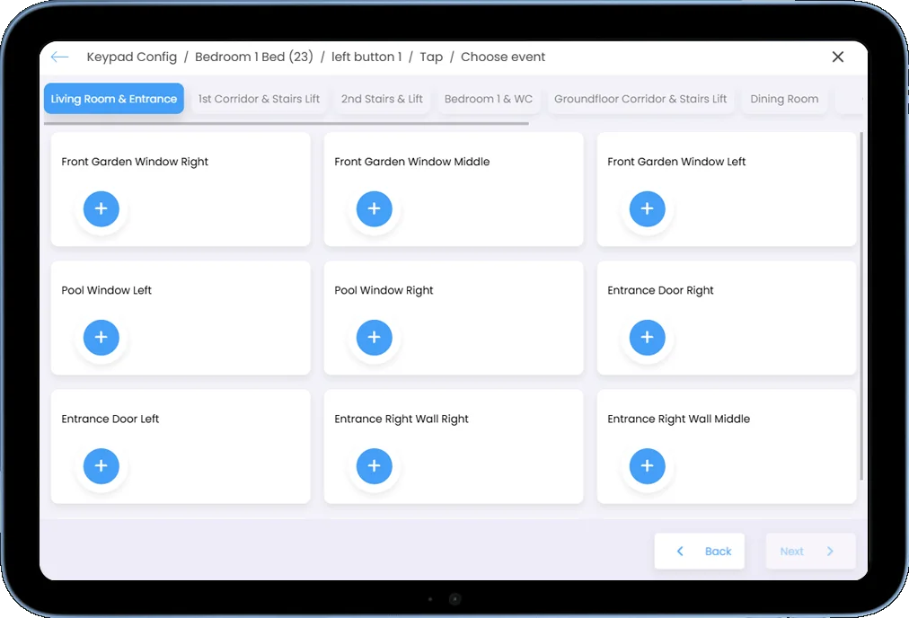 screenshot from keypad configuration interface