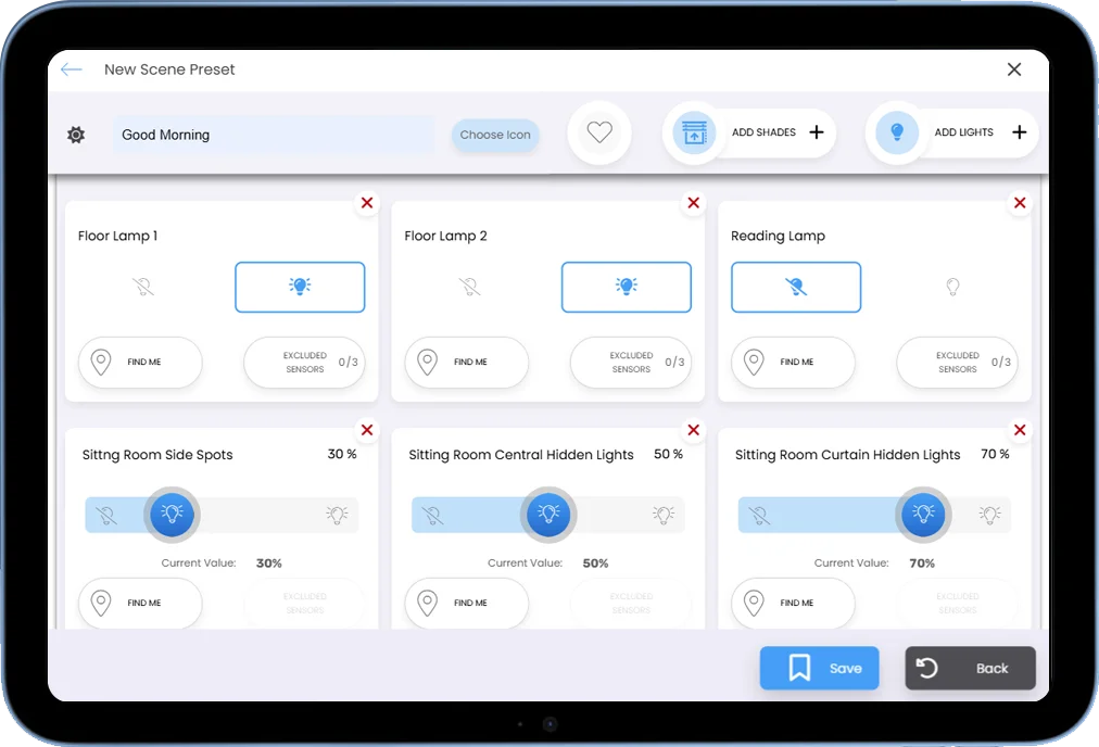 screenshot from lighting interface