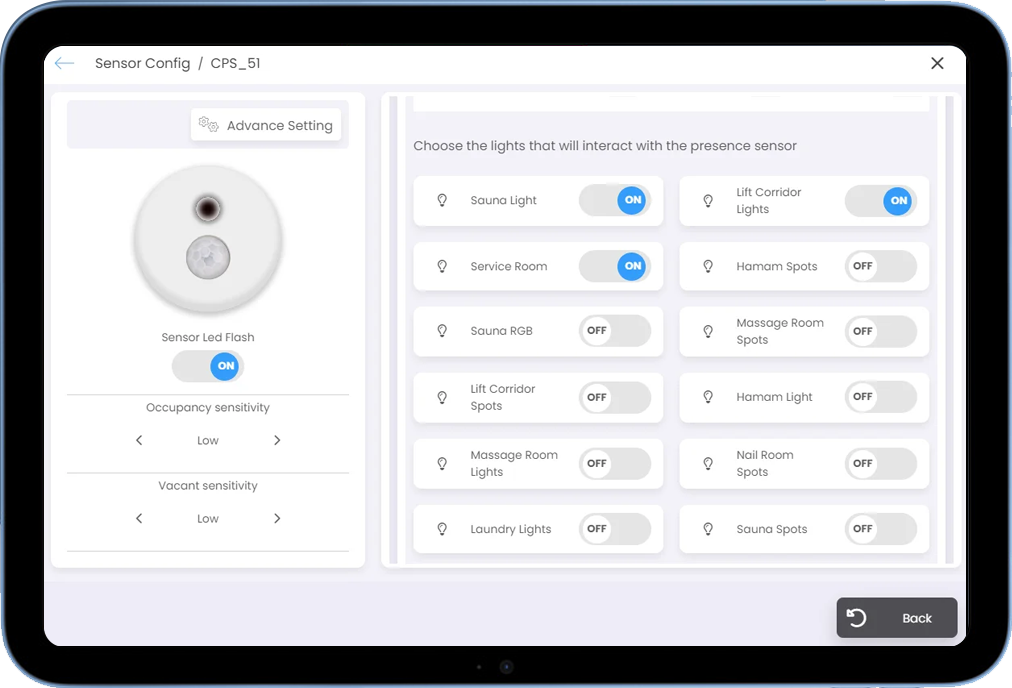 screenshot from lighting interface
